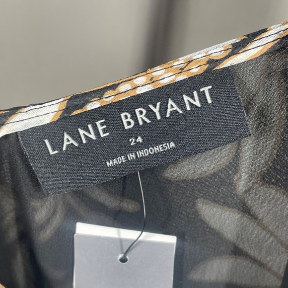 NEW Lane Bryant Shirt Womens 24 black brown floral blouse - Picture 4 of 11